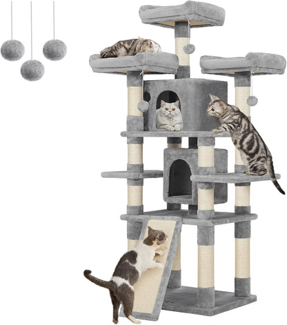 Feandrea 67 Inches Multi-Level Cat Tree for Large Cats, with Cozy Perches, Stable, Smoky Gray UPCT18G