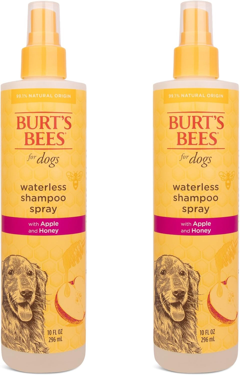 Burt'S Bees for Pets Waterless Shampoo Spray for Dogs, Apple & Honey, No-Rinse Dry Dog Shampoo for All Dogs and Puppies, Ph Balanced, No Sulfates, Parabens, Phthalates, 10 Fl Oz