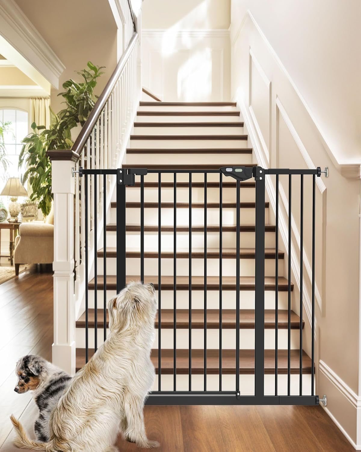Innotruth 29-39.6" Baby Gate for Pets, Auto Close Both Sides Dog Gate with One-Hand Opening, 30" Tall Safety Gates for Stairs, Hallways, Bedrooms, Wall Pressure Mount No Drill, White
