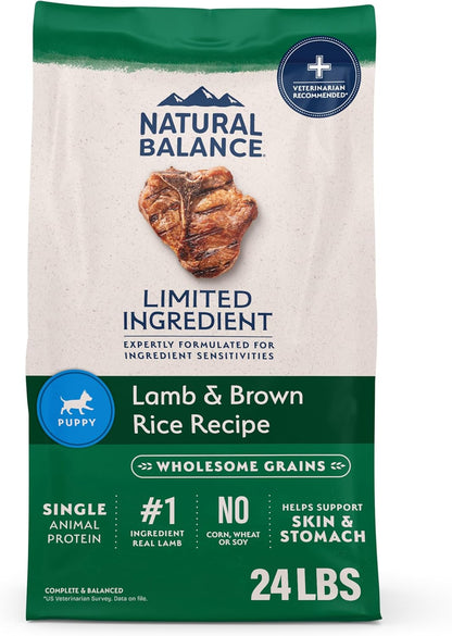 Natural Balance Limited Ingredient Puppy Dry Dog Food with Healthy Grains, Salmon & Brown Rice Recipe, 24 Pound (Pack of 1)