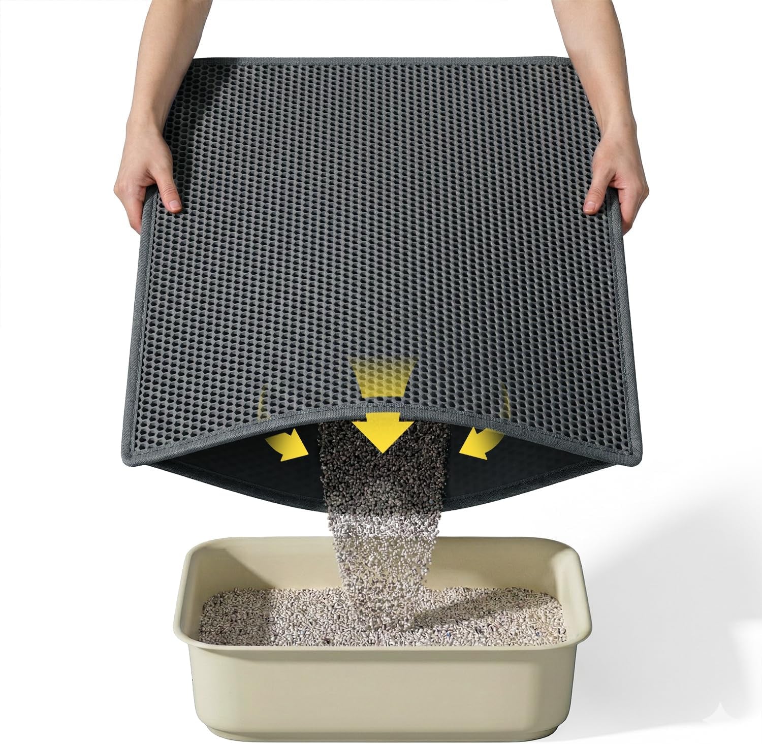 Cat Litter Mat, 15"X24" Small Double Layer Litter Trapping Mat, Waterproof/Urineproof, Easy to Clean Kitty Litter Mats for Floor, Scatter Control (Grey-1Pack)