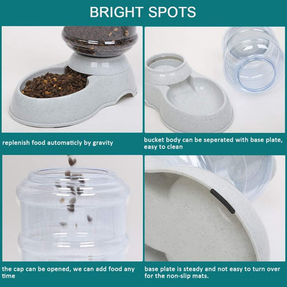 YNC Automatic Cat Feeder, 1 Gallon Cat Dog Food Dispenser, Durable Automatic Gravity Cat Dog Feeder, Practical Automatic Pet Feeder Food Dispenser for Cats, Small Dogs and Other Cute Small Pets