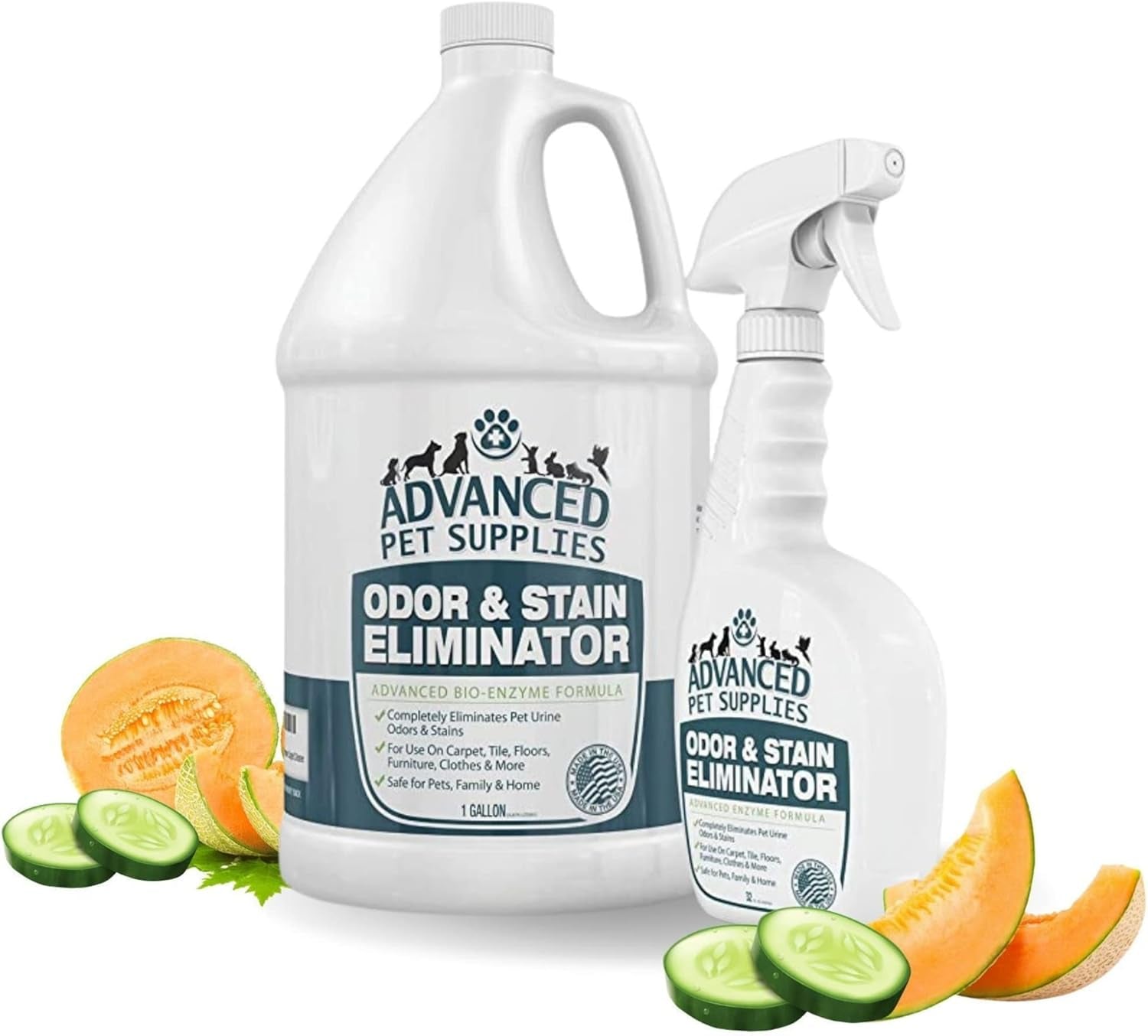 Advanced Pet Supplies Odor Eliminator Combo Pack - Cleans Accidents in a Hurry without Dangerous Ingredients That Can Make Pets Sick - Bio-Enzyme Cat and Dog Urine Pee Smell Remover Carpet Cleaner