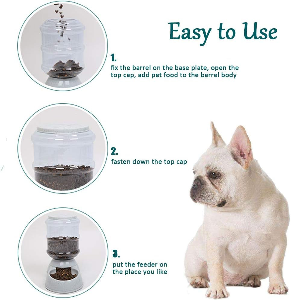 YNC Automatic Cat Feeder, 1 Gallon Cat Dog Food Dispenser, Durable Automatic Gravity Cat Dog Feeder, Practical Automatic Pet Feeder Food Dispenser for Cats, Small Dogs and Other Cute Small Pets