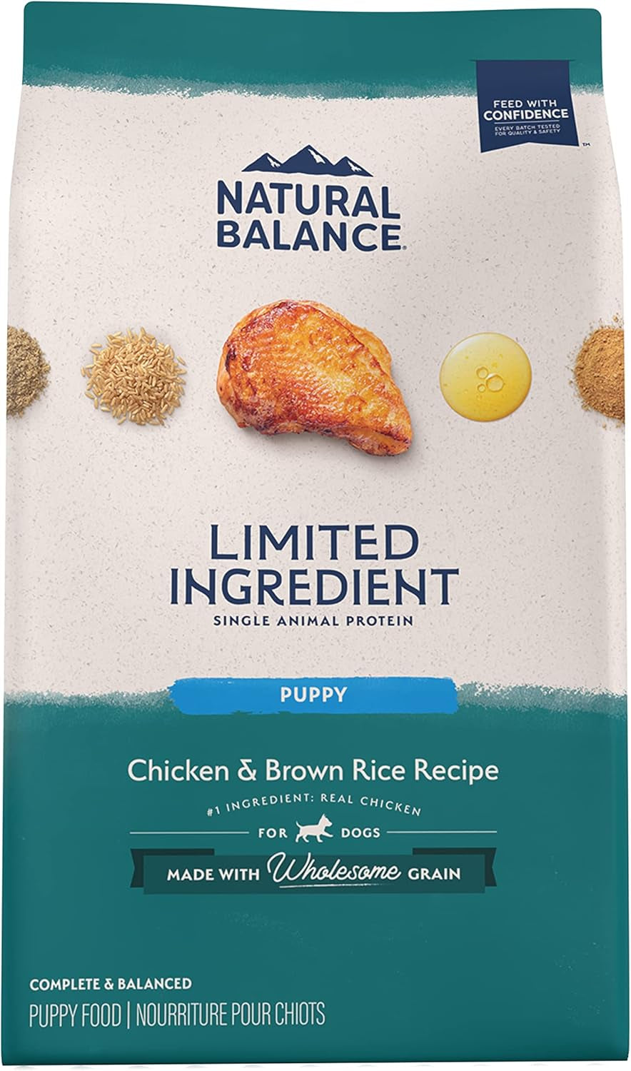 Natural Balance Limited Ingredient Puppy Dry Dog Food with Healthy Grains, Salmon & Brown Rice Recipe, 24 Pound (Pack of 1)