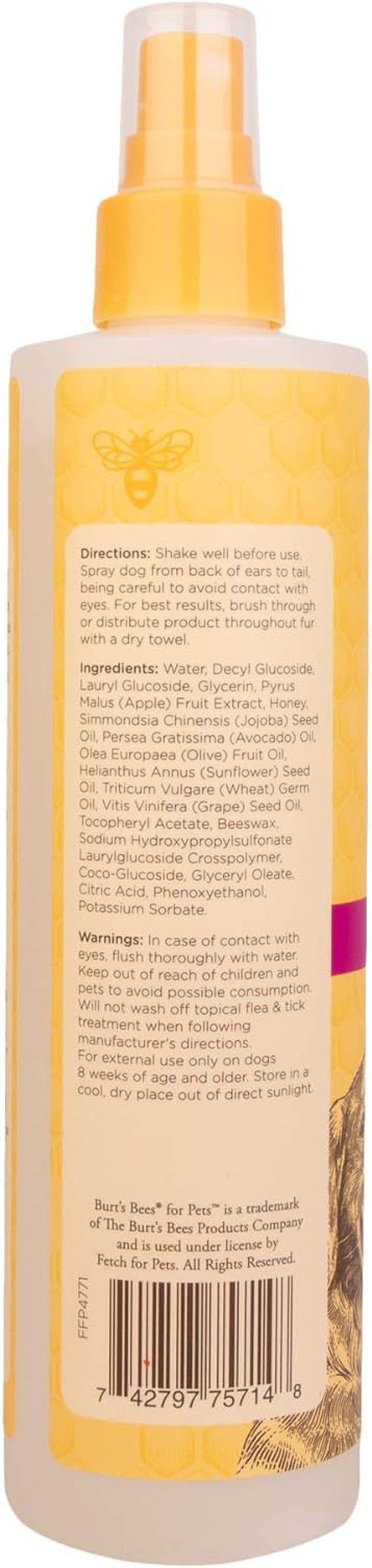 Burt'S Bees for Pets Waterless Shampoo Spray for Dogs, Apple & Honey, No-Rinse Dry Dog Shampoo for All Dogs and Puppies, Ph Balanced, No Sulfates, Parabens, Phthalates, 10 Fl Oz