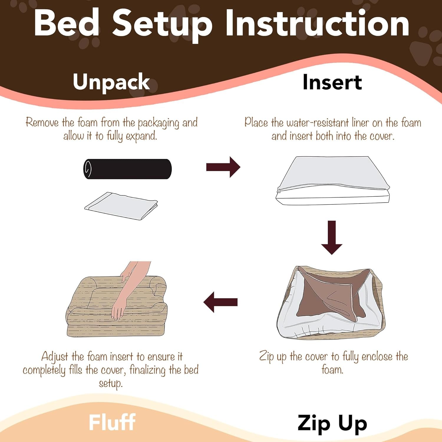 Friends Forever Orthopedic Dog Bed for Large Dogs, Waterproof Memory Foam Dog Sofa Bed L with Removable Washable Cover, Ally Grey, 35X25X6.5