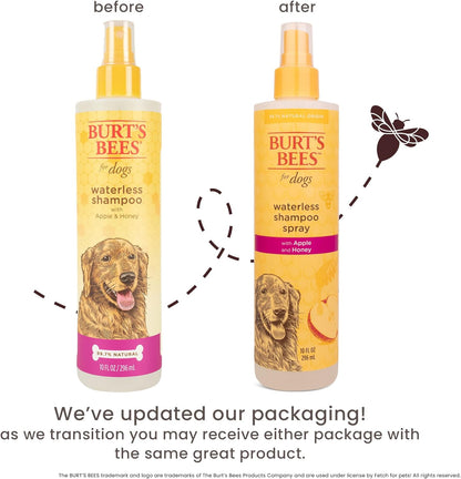 Burt'S Bees for Pets Waterless Shampoo Spray for Dogs, Apple & Honey, No-Rinse Dry Dog Shampoo for All Dogs and Puppies, Ph Balanced, No Sulfates, Parabens, Phthalates, 10 Fl Oz