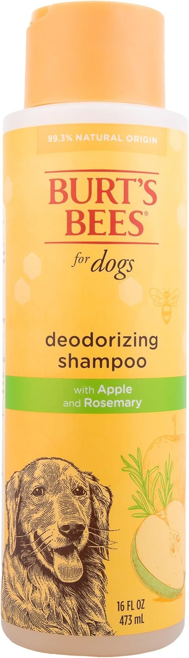 Burt'S Bees for Pets Deodorizing Dog Shampoo with Apple and Rosemary, 95% Natural Origin Formulas, Gentle Canine Cleanser for Smelly Pups, 2 Pk 16 Oz