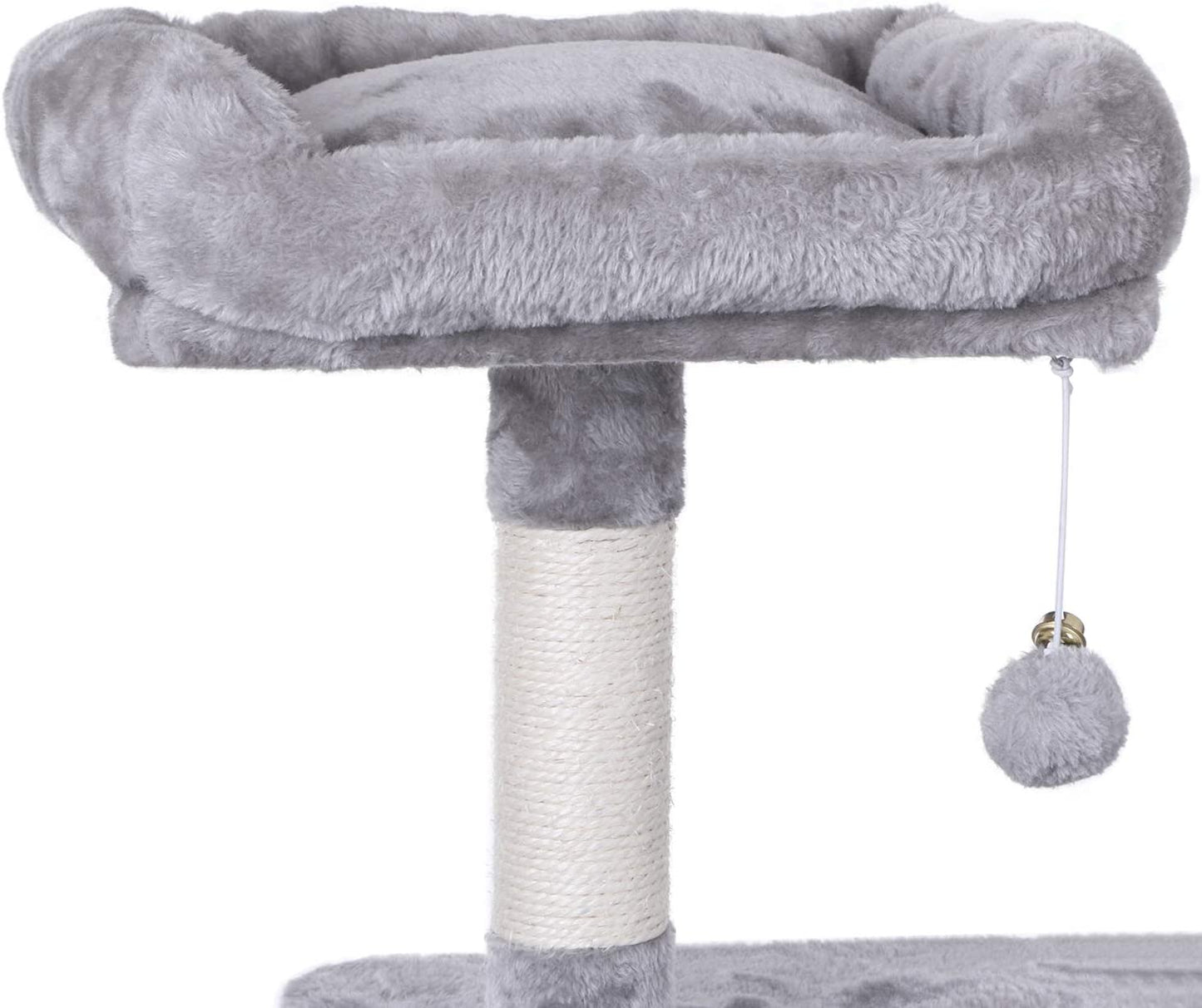 BEWISHOME Cat Tree Condo Furniture Kitten Activity Tower Pet Kitty Play House with Scratching Posts Perch Hammock Tunnel MMJ02 (Light Grey)