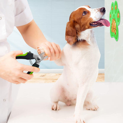 Superfunstuffs Dog Nail Clippers - Dog and Cat Pet Nail Trimmers with Nail File | Grooming Tool for Pets with Lick Mat - Professional Nail Clippers for Small Medium Large Breeds, Green