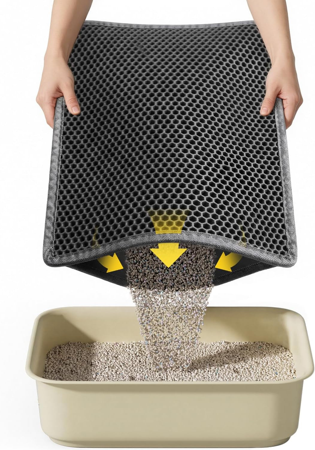 Cat Litter Mat, 15"X24" Small Double Layer Litter Trapping Mat, Waterproof/Urineproof, Easy to Clean Kitty Litter Mats for Floor, Scatter Control (Grey-1Pack)