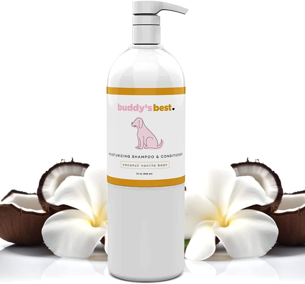 Buddy'S Best Dog Shampoo for Smelly Dogs - Oatmeal Dog Shampoo and Conditioner for Dry and Sensitive Skin - Moisturizing Puppy Wash Shampoo, Coconut Vanilla Bean Scent, 32Oz