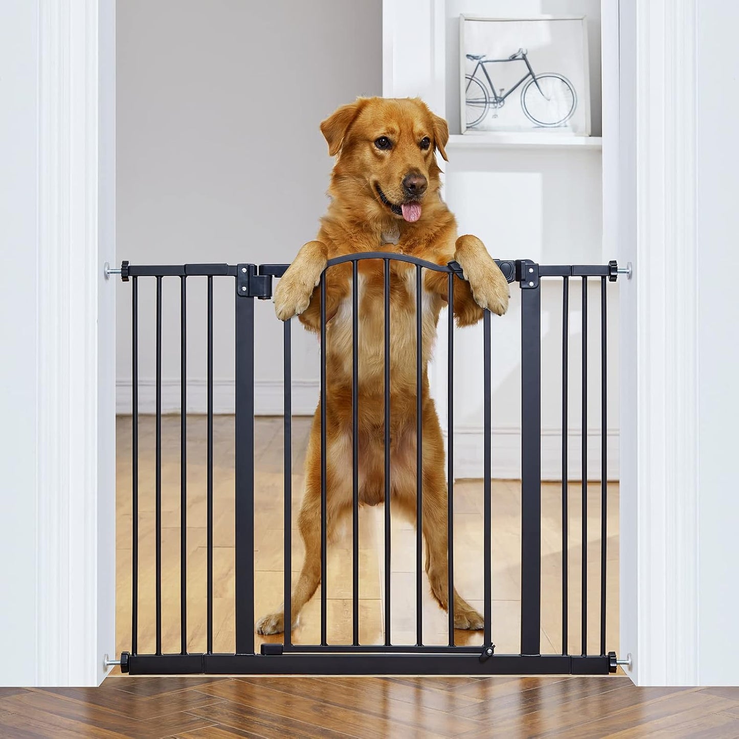 Innotruth 29-39.6" Baby Gate for Pets, Auto Close Both Sides Dog Gate with One-Hand Opening, 30" Tall Safety Gates for Stairs, Hallways, Bedrooms, Wall Pressure Mount No Drill, White