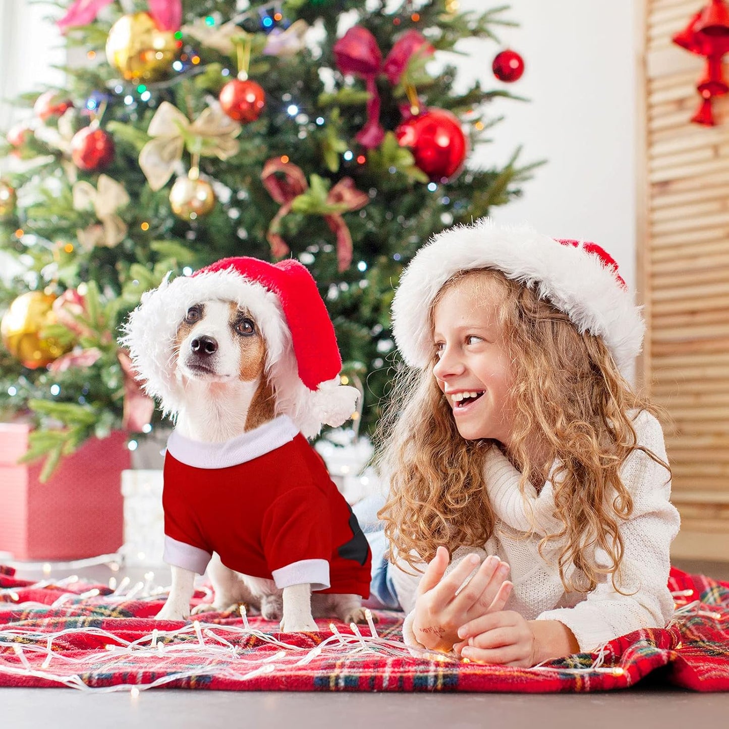 Pedgot 3-Piece Dog & Cat Christmas Shirts - Santa Claus, Snowman, Elf Patterns - Large, Cotton/Polyester, Cosplay Pet Apparel