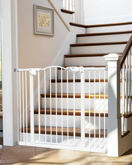 Innotruth 29-39.6" Baby Gate for Pets, Auto Close Both Sides Dog Gate with One-Hand Opening, 30" Tall Safety Gates for Stairs, Hallways, Bedrooms, Wall Pressure Mount No Drill, White