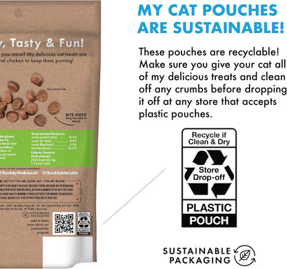 Buddy Biscuits 3 Oz Pouch of Grain Free Soft & Chewy Cat Treats Made with Natural Tender Chicken