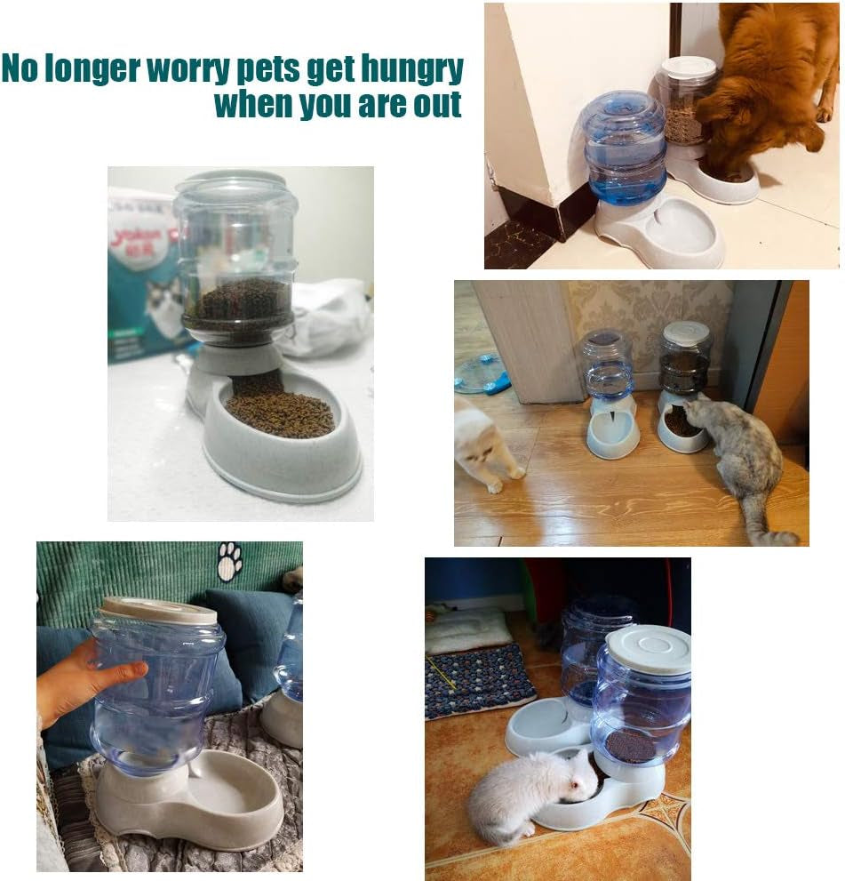 YNC Automatic Cat Feeder, 1 Gallon Cat Dog Food Dispenser, Durable Automatic Gravity Cat Dog Feeder, Practical Automatic Pet Feeder Food Dispenser for Cats, Small Dogs and Other Cute Small Pets
