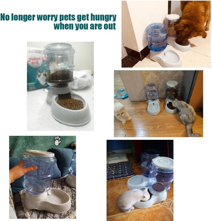 YNC Automatic Cat Feeder, 1 Gallon Cat Dog Food Dispenser, Durable Automatic Gravity Cat Dog Feeder, Practical Automatic Pet Feeder Food Dispenser for Cats, Small Dogs and Other Cute Small Pets