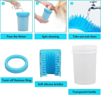 Dog Paw Cleaner with Pet Nail Clippers Pet Shedding Grooming Set 360º Portable Self-Cleaning Washer Cup Muddy Paws Pet Foot Cleaning Brush Cleaner for Large Dogs