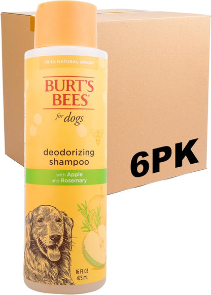 Burt'S Bees for Pets Deodorizing Dog Shampoo with Apple and Rosemary, 95% Natural Origin Formulas, Gentle Canine Cleanser for Smelly Pups, 2 Pk 16 Oz