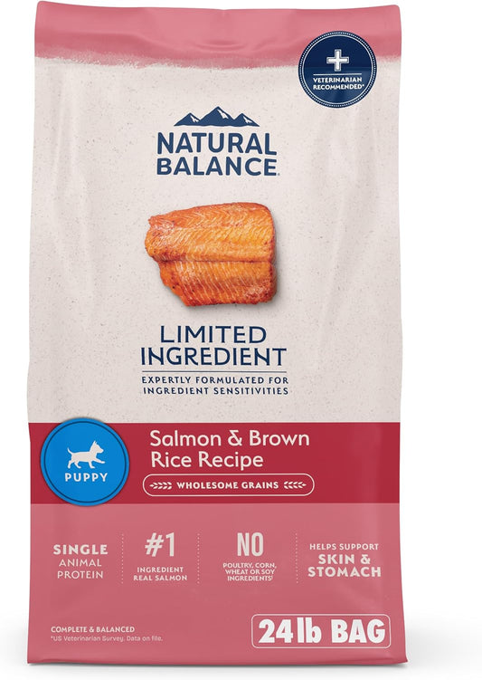 Natural Balance Limited Ingredient Puppy Dry Dog Food with Healthy Grains, Salmon & Brown Rice Recipe, 24 Pound (Pack of 1)