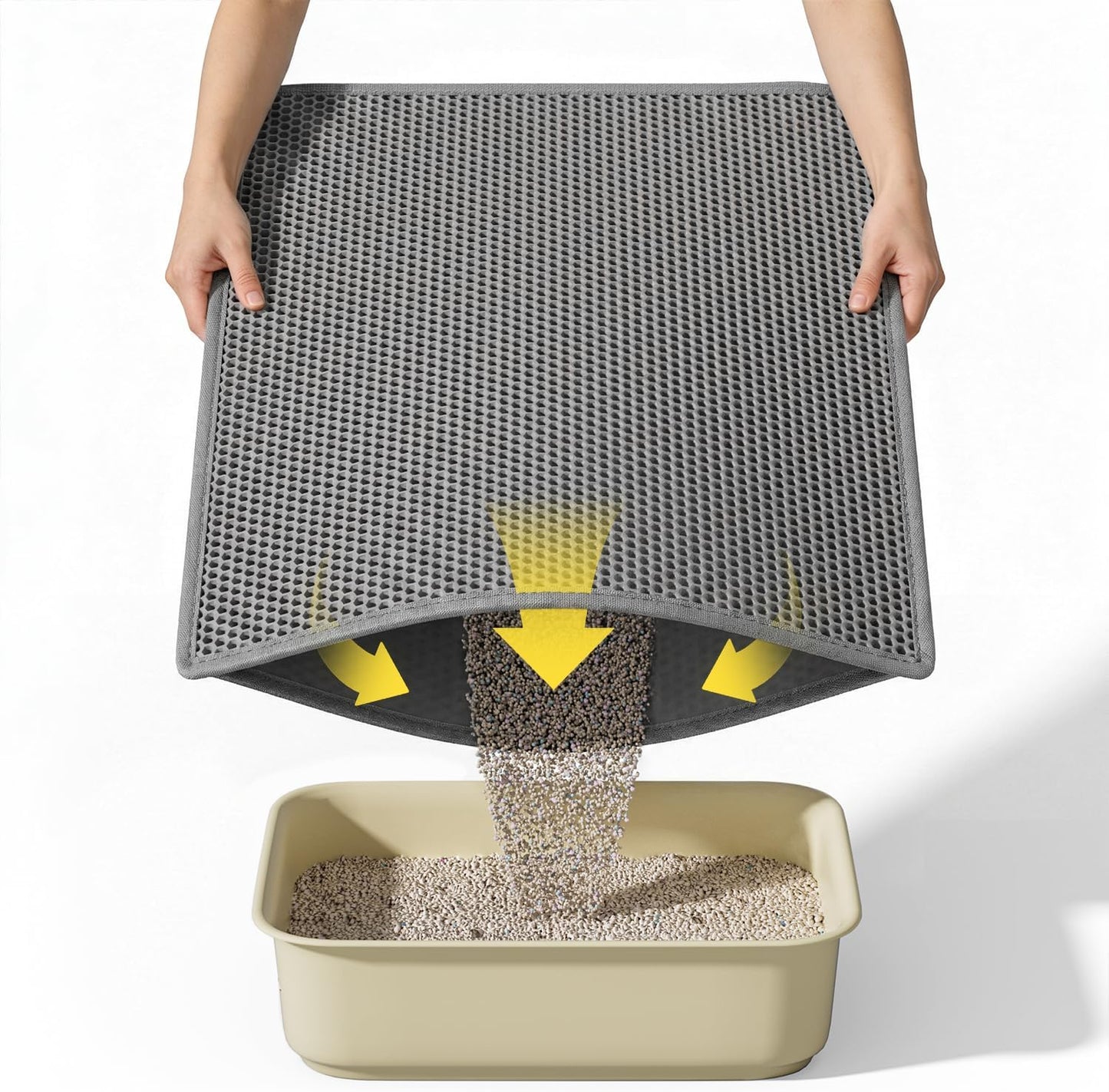 Cat Litter Mat, 15"X24" Small Double Layer Litter Trapping Mat, Waterproof/Urineproof, Easy to Clean Kitty Litter Mats for Floor, Scatter Control (Grey-1Pack)