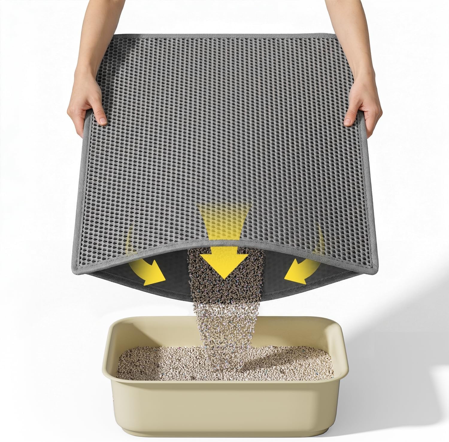 Cat Litter Mat, 15"X24" Small Double Layer Litter Trapping Mat, Waterproof/Urineproof, Easy to Clean Kitty Litter Mats for Floor, Scatter Control (Grey-1Pack)