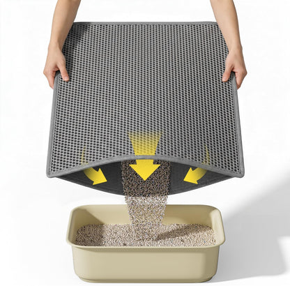 Cat Litter Mat, 15"X24" Small Double Layer Litter Trapping Mat, Waterproof/Urineproof, Easy to Clean Kitty Litter Mats for Floor, Scatter Control (Grey-1Pack)