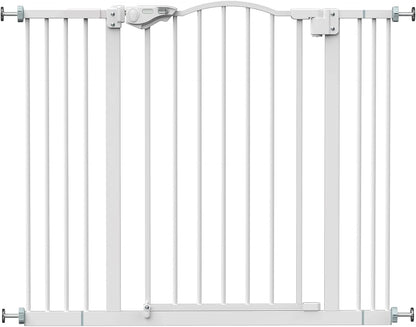 Innotruth 29-39.6" Baby Gate for Pets, Auto Close Both Sides Dog Gate with One-Hand Opening, 30" Tall Safety Gates for Stairs, Hallways, Bedrooms, Wall Pressure Mount No Drill, White