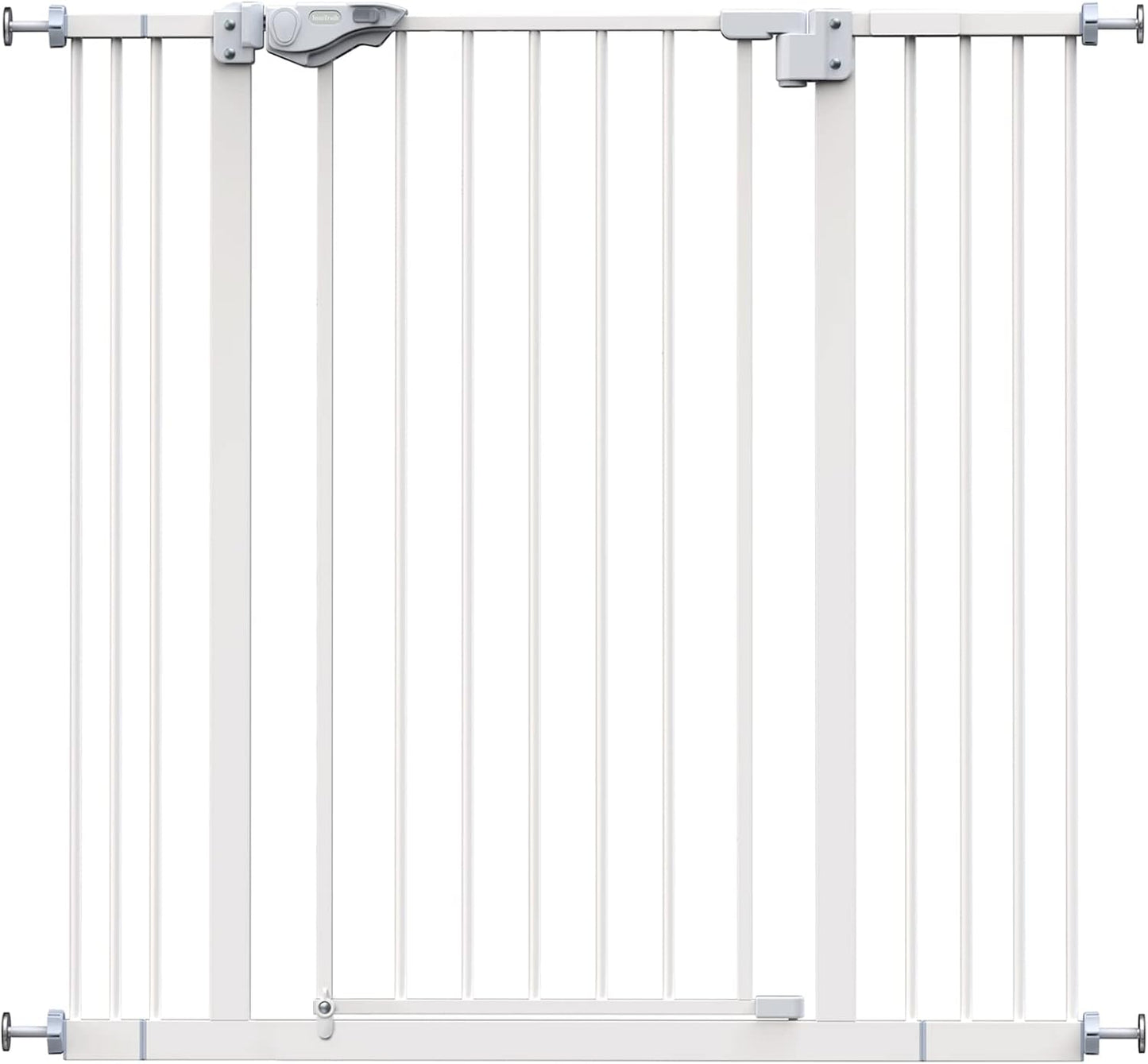 Innotruth 29-39.6" Baby Gate for Pets, Auto Close Both Sides Dog Gate with One-Hand Opening, 30" Tall Safety Gates for Stairs, Hallways, Bedrooms, Wall Pressure Mount No Drill, White