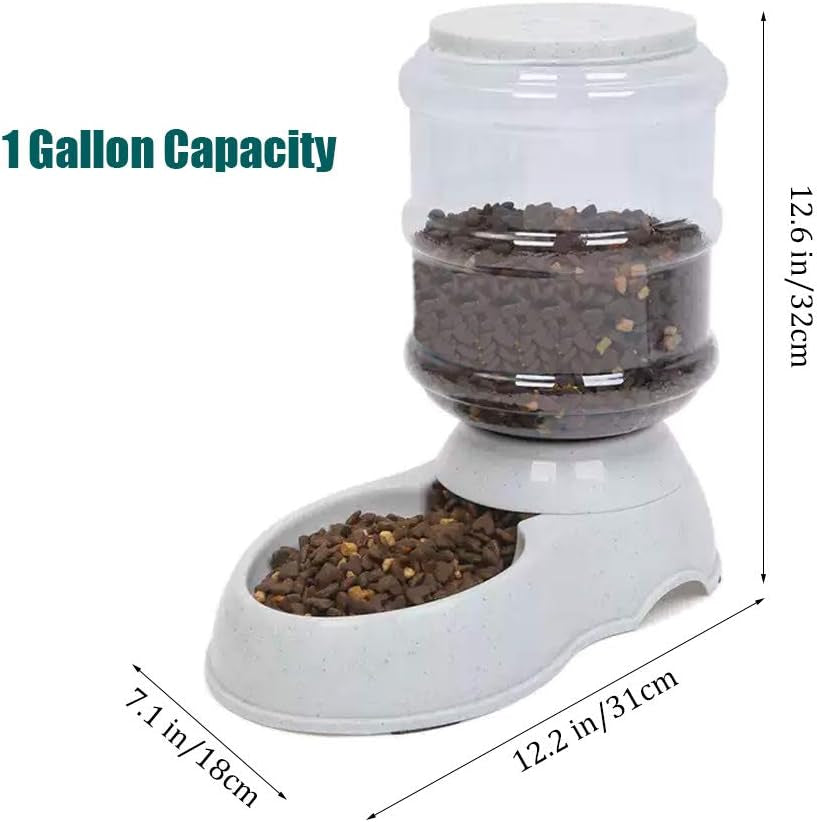 YNC Automatic Cat Feeder, 1 Gallon Cat Dog Food Dispenser, Durable Automatic Gravity Cat Dog Feeder, Practical Automatic Pet Feeder Food Dispenser for Cats, Small Dogs and Other Cute Small Pets