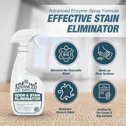 Advanced Pet Supplies Odor Eliminator Combo Pack - Cleans Accidents in a Hurry without Dangerous Ingredients That Can Make Pets Sick - Bio-Enzyme Cat and Dog Urine Pee Smell Remover Carpet Cleaner