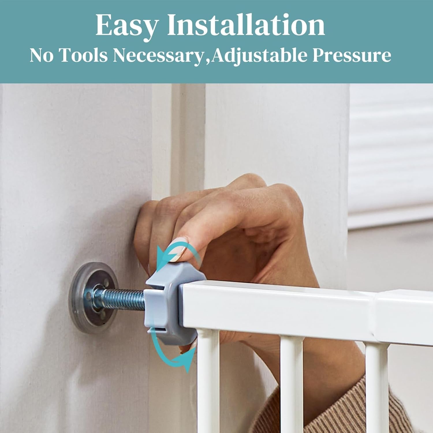 Innotruth 29-39.6" Baby Gate for Pets, Auto Close Both Sides Dog Gate with One-Hand Opening, 30" Tall Safety Gates for Stairs, Hallways, Bedrooms, Wall Pressure Mount No Drill, White