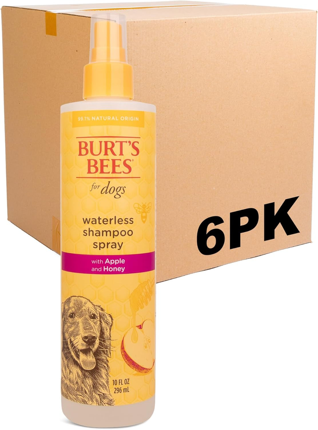 Burt'S Bees for Pets Waterless Shampoo Spray for Dogs, Apple & Honey, No-Rinse Dry Dog Shampoo for All Dogs and Puppies, Ph Balanced, No Sulfates, Parabens, Phthalates, 10 Fl Oz