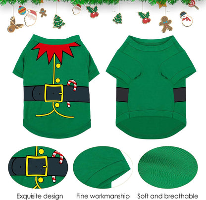Pedgot 3-Piece Dog & Cat Christmas Shirts - Santa Claus, Snowman, Elf Patterns - Large, Cotton/Polyester, Cosplay Pet Apparel