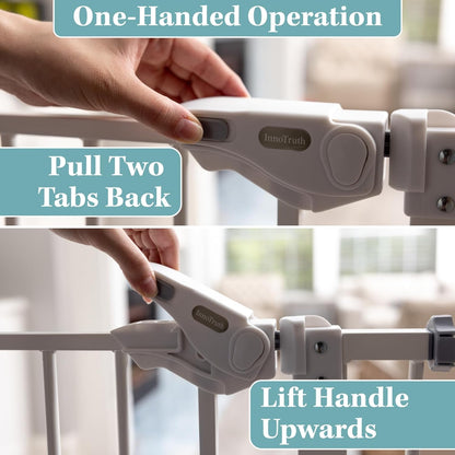Innotruth 29-39.6" Baby Gate for Pets, Auto Close Both Sides Dog Gate with One-Hand Opening, 30" Tall Safety Gates for Stairs, Hallways, Bedrooms, Wall Pressure Mount No Drill, White