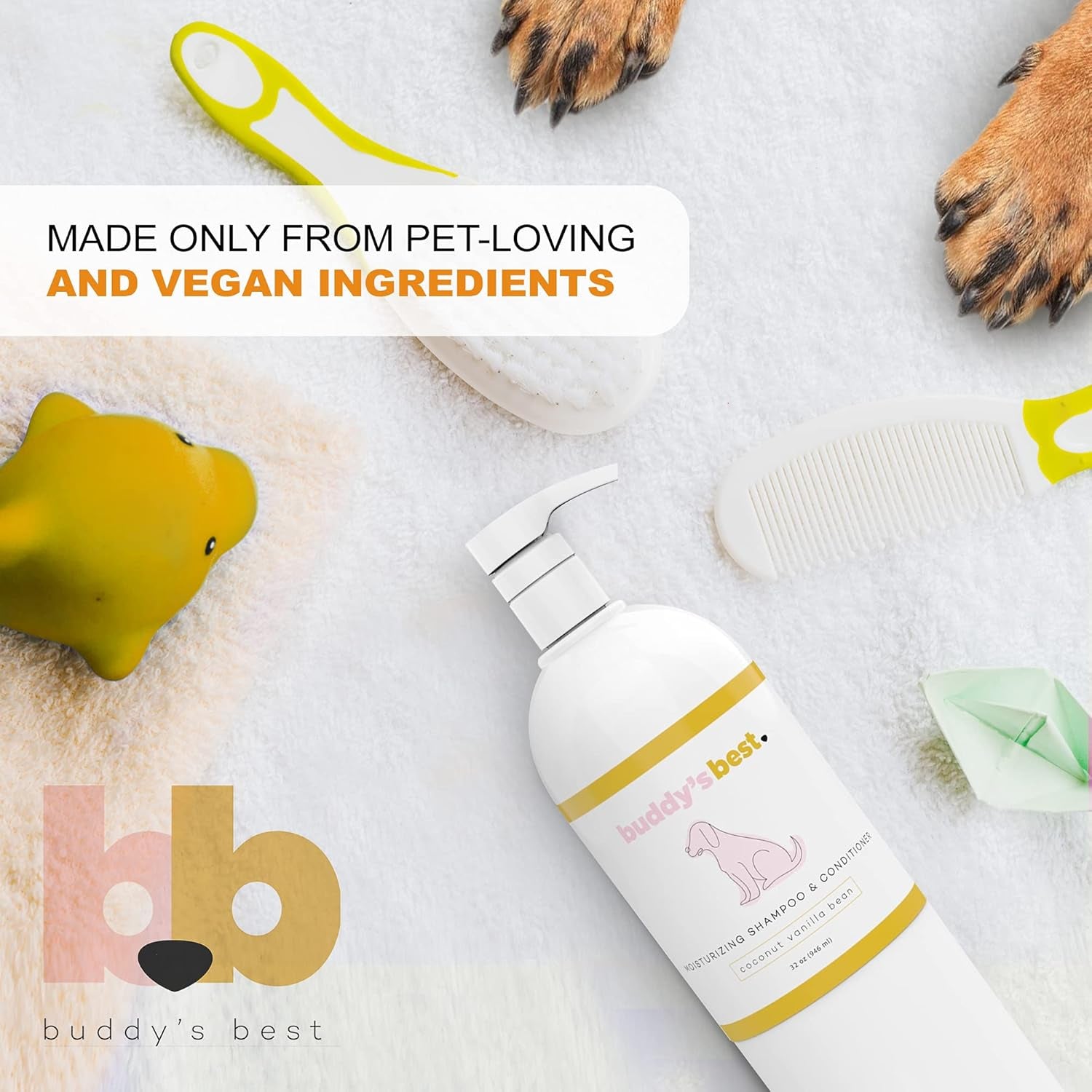 Buddy'S Best Dog Shampoo for Smelly Dogs - Oatmeal Dog Shampoo and Conditioner for Dry and Sensitive Skin - Moisturizing Puppy Wash Shampoo, Coconut Vanilla Bean Scent, 32Oz